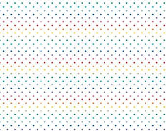 Rainbow Swiss Dot Blender Fabric, Rainbow Swiss Dots on White by Riley Blake Designs Quilting Cotton Fabric, C660-RAINBOW