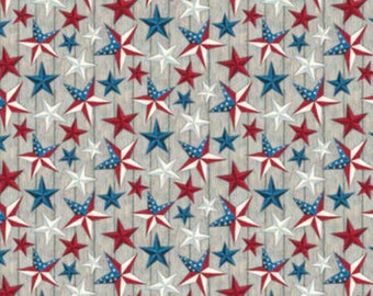 Patriotic Texas Stars Fabric, Texas Stars on Rustic Farmhouse Boards by Susan Winget for Springs Creative Novelty Cotton Fabric