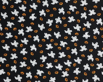 Mini Ghosts and Pumpkins Halloween Novelty Cotton Fabric,  Small Print Halloween