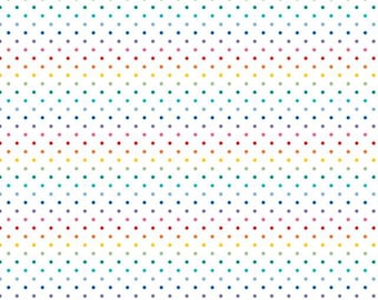 Rainbow Swiss Dot Blender Fabric, Rainbow Swiss Dots on White by Riley Blake Designs Quilting Cotton Fabric, C660-RAINBOW