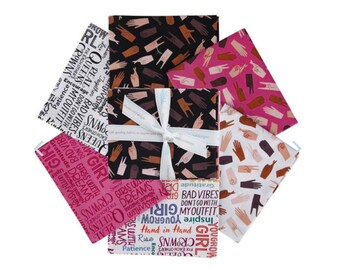 Female Empowerment Diversity Fat Quarter Bundle, Hand in Hand by Riley Blake Designs Novelty Cotton Fabric, FQ-10660-6