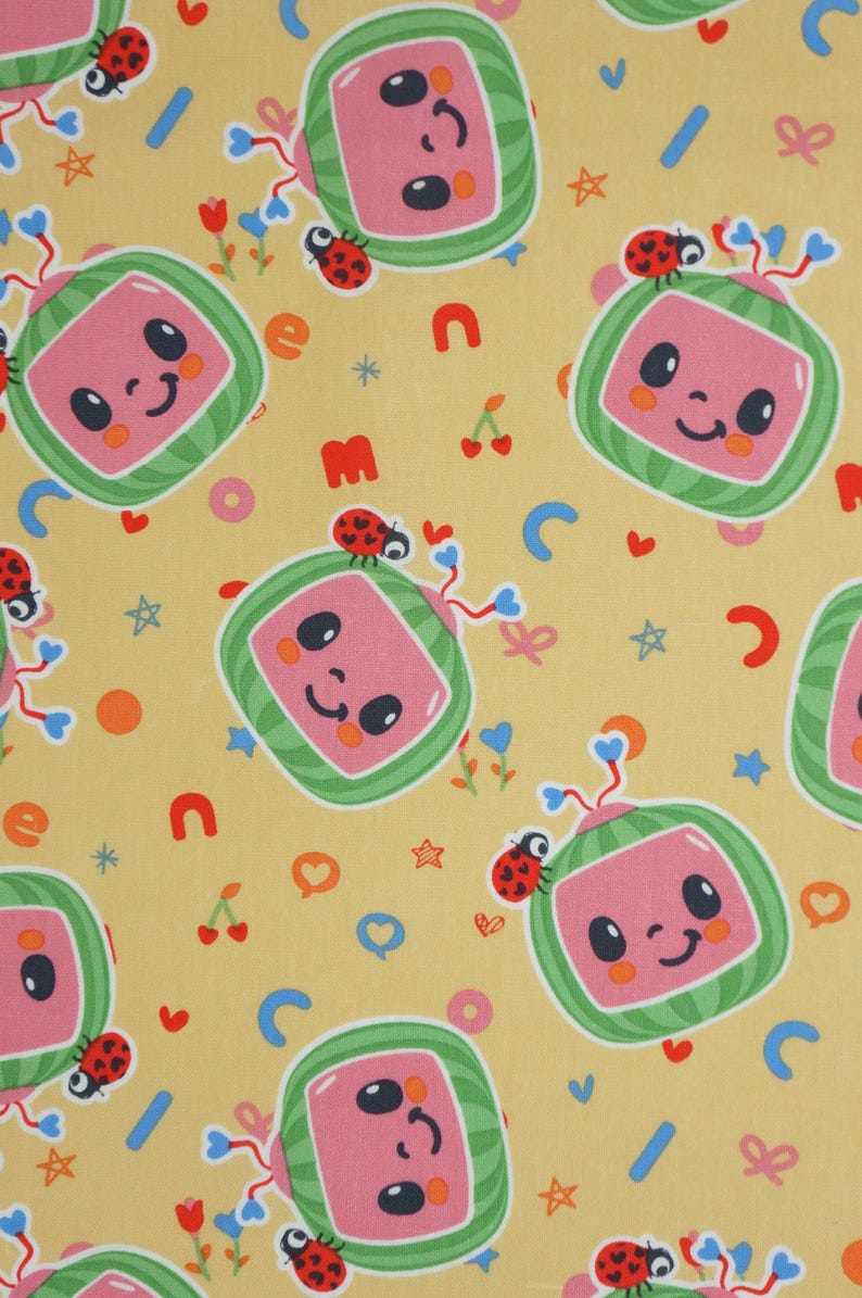 Cocomelon Fabric, Watermelon Tossed Cute TV Licensed by David Textiles Novelty Cotton Fabric, JJ Fabric, Cocomelon Watermelon image 3