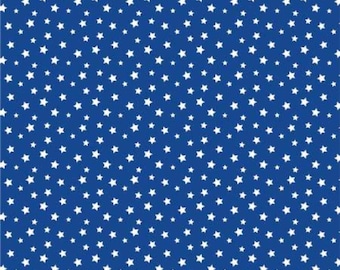 Patriotic Stars Fabric, Patriotic White Stars on Royal Blue by Benartex Quilting Cotton Fabric, Star Blender Fabric 14151B-55