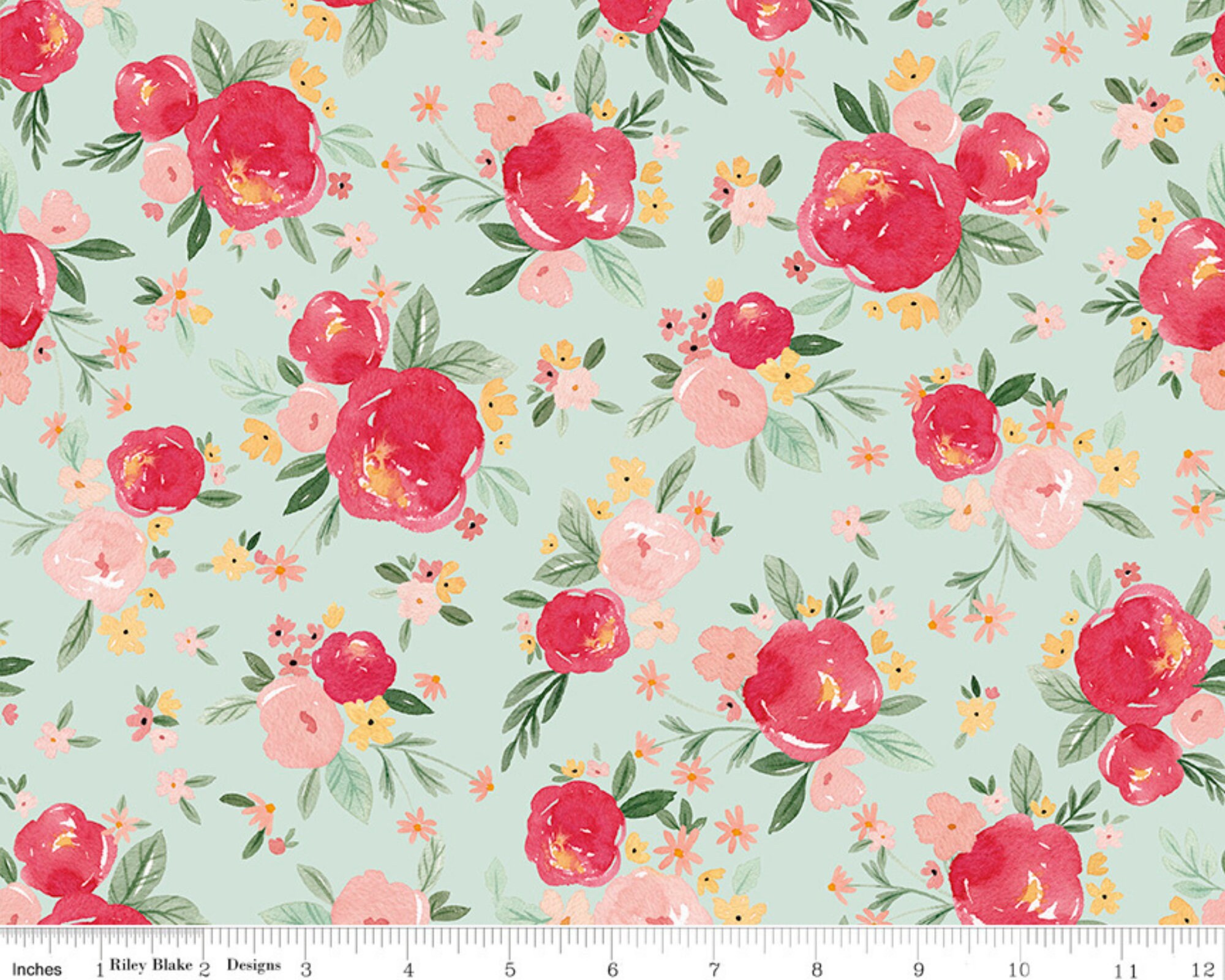 pink and mint florals baby girls nursery baby fabric cute fabric for girls  navy blue mint and pink fabric Fabric bycharlottewinter