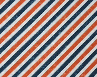 Orange and Blue Stripes Fabric, Barber Stripe by Dear Stella Digitally Printed Quilting Cotton Fabric