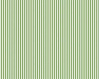 Green Clover 1/8" Stripes on White by Riley Blake Designs Quilting Cotton Fabric, St Patricks Day Stripe Fabric C495 Clover
