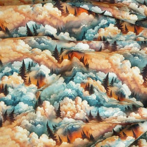 Clouds and Trees Fabric, Clouds and Trees Wilderness Song by Marilynn Lee for Blank Quilting Cotton Fabric, Sunset Fabric image 8