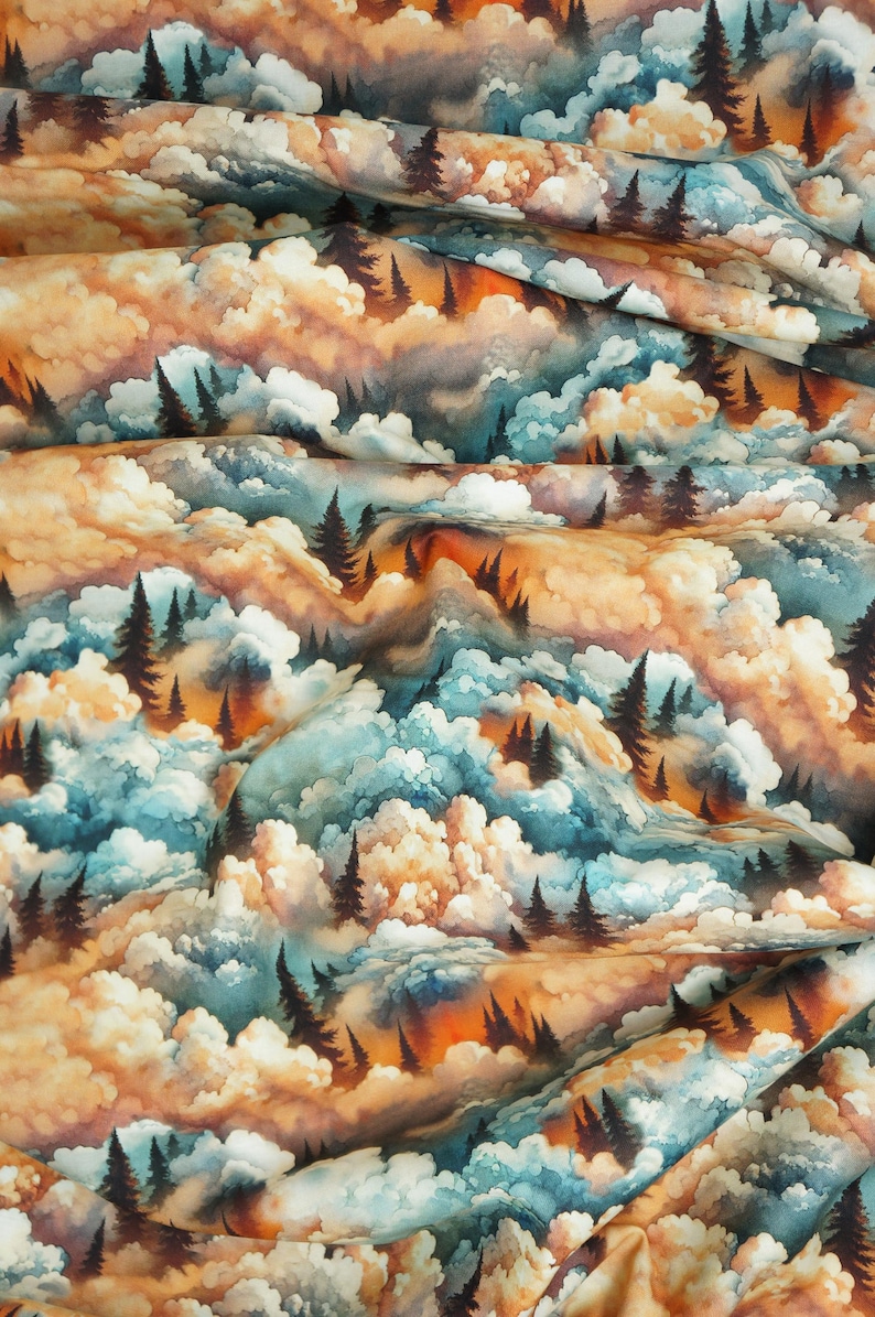 Clouds and Trees Fabric, Clouds and Trees Wilderness Song by Marilynn Lee for Blank Quilting Cotton Fabric, Sunset Fabric image 8