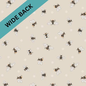 Tissu à patchwork à large dos, abeilles à miel sur fond crème foncé, 108 pouces, coton Lewis and Irene, dos de courtepointe à motifs d'abeilles, métrage continu image 1