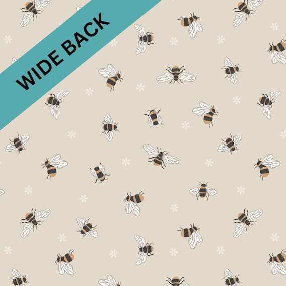 Wideback Bee Fabric, Honey Bees on Dark Cream Wide back 108" Lewis and Irene Quilting Cotton Fabric, Bee Quilt Backing, Continuous Yardage