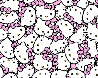 Hello Kitty Fabric, Hello Kitty Packed Heads on Pink Licensed by Sanrio for Springs Creative Novelty Cotton Fabric 79663-A62028