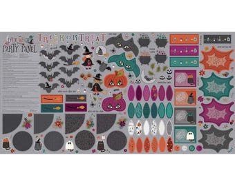 Little Witch Party Felt Panel by Riley Blake Designs - Halloween Witch Hat Pumpkin Masks Bat Banner Placemats - Polyester Felt