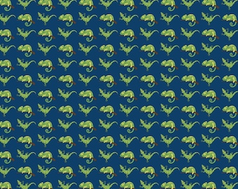 Gecko Fabric, Pet Geckos on Navy by Lori Whitlock for Riley Blake Quilting Cotton Fabric, Lizard Fabric