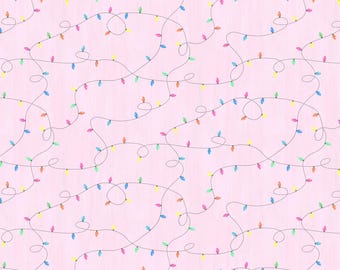Christmas Lights on Pink Homestead Holiday by Charisma Horton by Timeless Treasures Quilting Cotton Fabric CD3652-PINK