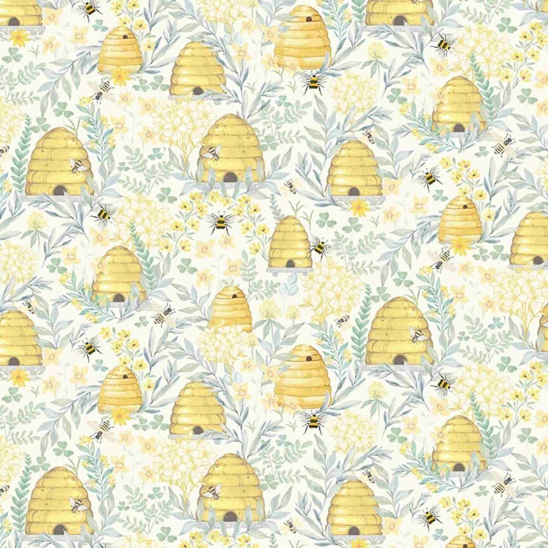 Honey Bee Fabric, Beehive Grove on Cream Home Sweet Home Collection by ...