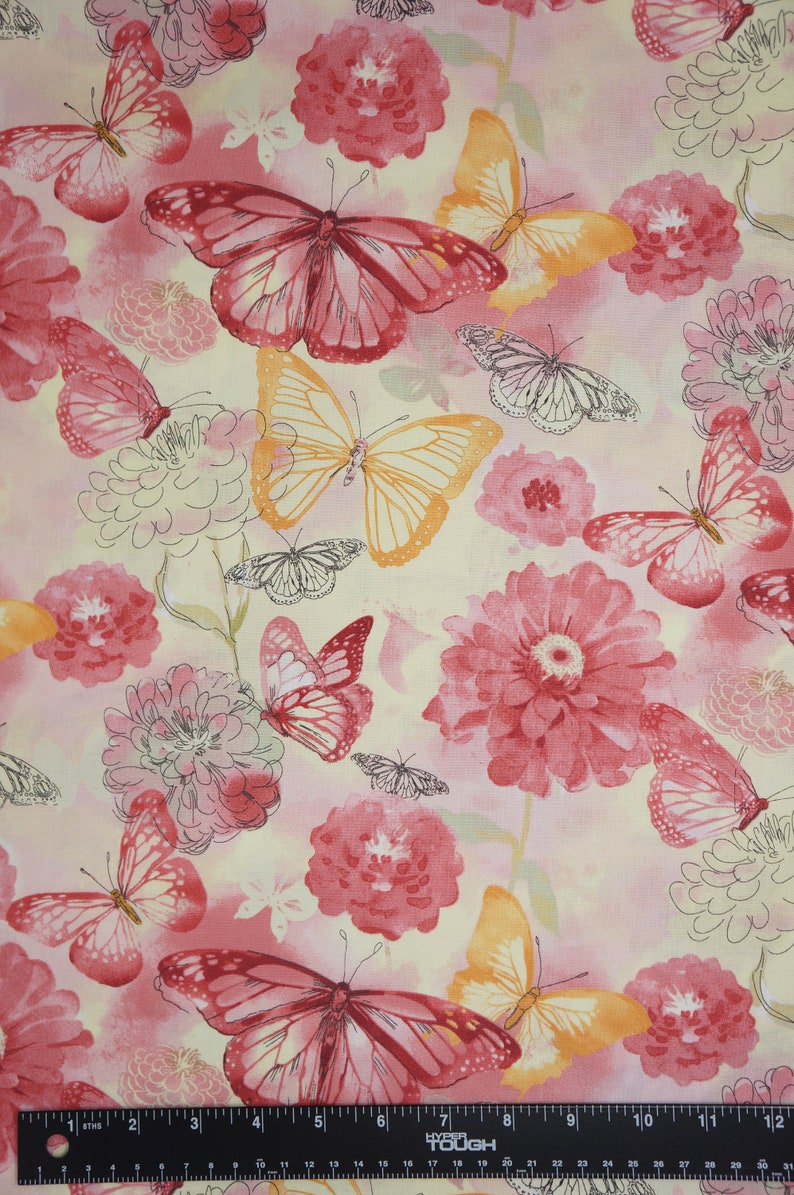 Watercolor Floral Butterfly Quilting Cotton Fabric Shipped Next Business Day or Earlier 5 Fat Quarter Bundle