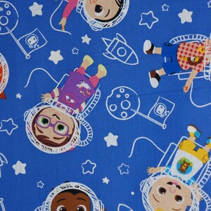 Cocomelon Fabric, Cocomelon in Space Licensed Novelty Cotton Fabric, JJ Fabric, Cody, Cece, Bella, Nico and Nina Cocomelon image 3