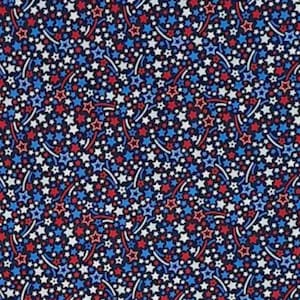 Patriotic Stars Fabric, Packed Red White and Blue Stars on Dark Blue Patriotc Novelty Cotton Fabric, Patriotic Fabric