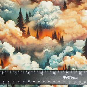 Clouds and Trees Fabric, Clouds and Trees Wilderness Song by Marilynn Lee for Blank Quilting Cotton Fabric, Sunset Fabric image 3