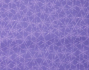 Spider Web Fabric, White Spiderwebs on Purple Halloween Novelty Cotton Fabric