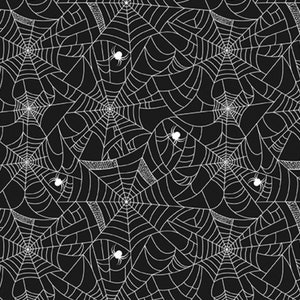 Black Spiderweb Fabric, Halloween Spiderweb Fabric, Hershey Halloween Spiderweb on Black Licensed by Riley Blake Quilting Cotton Fabric