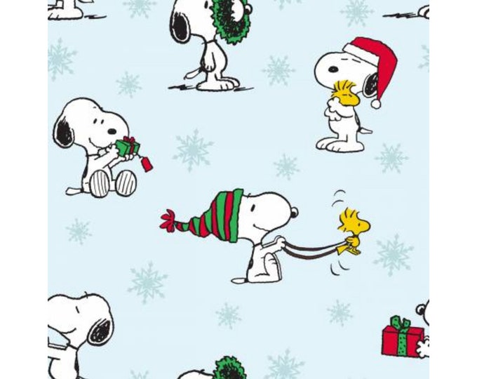 Peanuts Snoopy and Woodstock Christmas Licensed Novelty Cotton Fabric