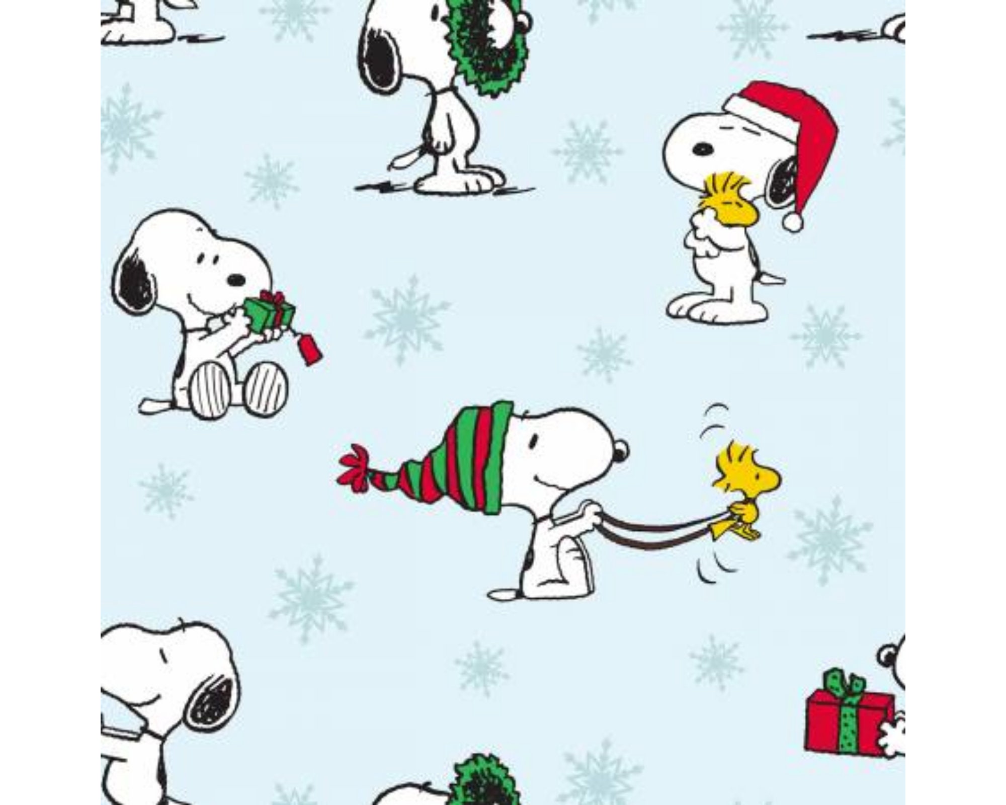 Peanuts Snoopy and Woodstock Christmas Licensed Novelty Cotton Fabric