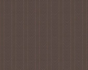 Herringbone Fabric, Herringbone on Brown Wake by the Lake Quilting Cotton by Riley Blake Quilting Cotton Fabric, C14893-BROWN