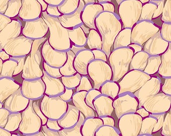 Mushroom Fabric, Oyster Mushroom Light Forage by Martha Negley for Free Spirit Quilting Cotton Fabric PWMN068.LIGHT