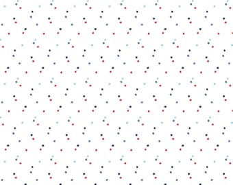 Patriotic Stars Fabric, Seasonal Basics Red and Blue Stars on White by Riley Blake Designs Quilting Cotton Fabric, Patriotic Star Blender