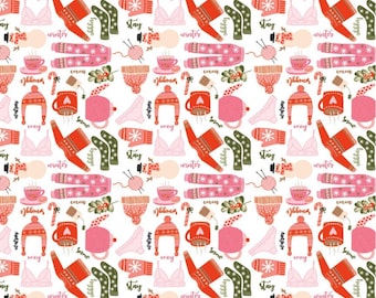 Snuggle Up Buttercup Collection White Favorite Things by Poppie Cotton Quilting Cotton Fabric, OEKO-TEX Fabric, SB21601