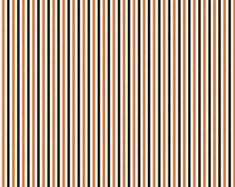 Halloween Stripe Fabric, 1/8" Black and Orange Stripe by Riley Blake Quilting Cotton Fabric