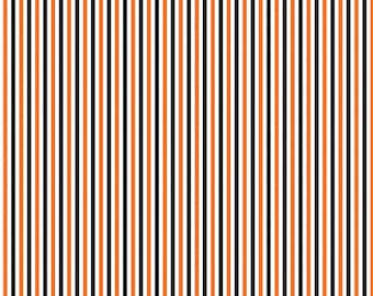 Halloween Stripe Fabric, 1/8" Black and Orange Stripe by Riley Blake Quilting Cotton Fabric