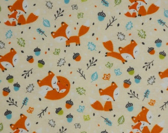 Frolicking Foxes in Tan by Camelot Cotton Flannel Fabric