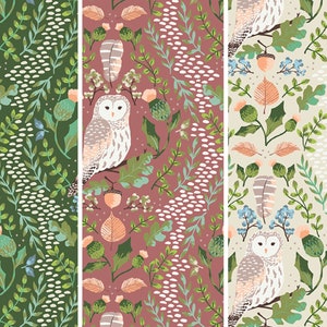 Other, Craft Fabric Fat Quarters Set Of 5 Owl Fabric Birds Mushroom Fabric  Leaves