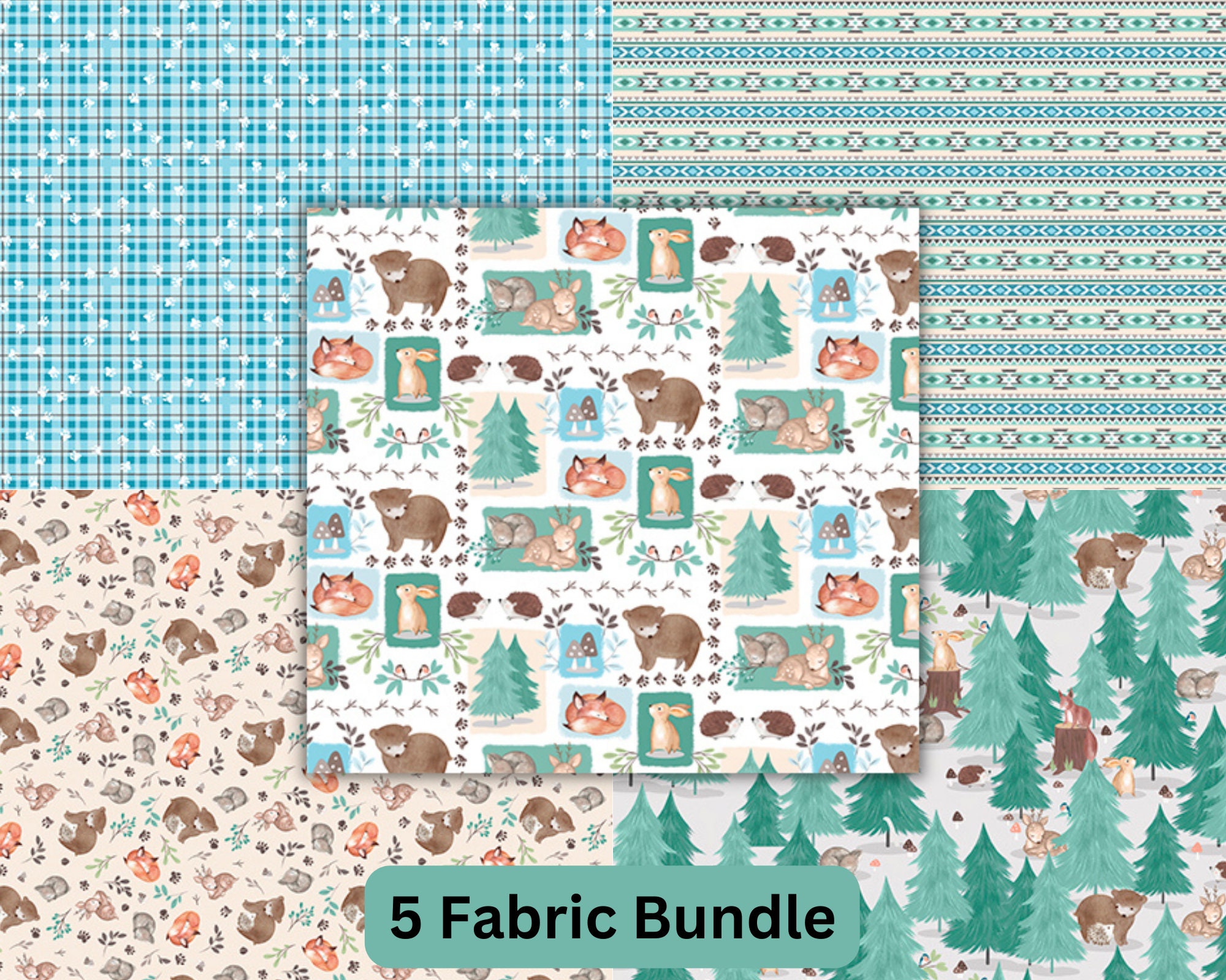 Quilting+Fabric+Hanjunzhao+Woodland+Forest+Fat+Quarters+Fabric+Bundles+18+X+22  for sale online