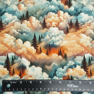 Clouds and Trees Fabric, Clouds and Trees Wilderness Song by Marilynn Lee for Blank Quilting Cotton Fabric, Sunset Fabric image 4