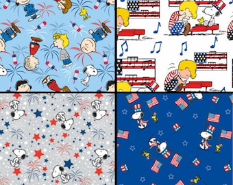 Patriotic Snoopy Fabric by Springs Creative Licensed Cotton Fabric, Patriotic Character Fabric, 4th of July Snoopy Fabric