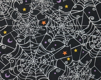 Spider Webs and Stars Halloween Novelty Cotton Fabric