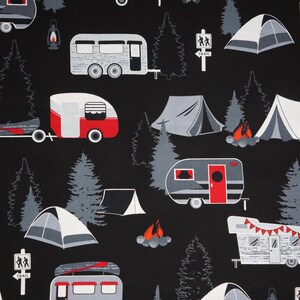 Camping Fabric, Gone Camping on Black Great Outdoors by Benartex Kanvas Studio Quilting Cotton Fabric, Camping Gear Fabric, 12937-12B image 5