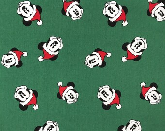 Mickey Mouse Christmas Licensed Knit Fabric Disney Fabric 95% Cotton 5Percent Spandex 58"Wide by the half yard and Yard