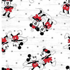 Mickey and Minnie Starlight Woodgrain White Licensed Novelty Cotton Fabric by Springs Creative 76765A620715