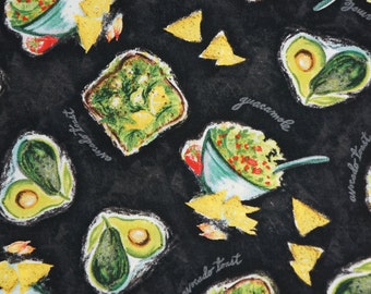 Avocado Toast Chips and Guacamole Novelty Quilting Cotton Fabric