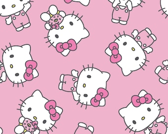 Hello Kitty Fabric, Hello Kitty Sweets on Pink Licensed by Sanrio for Springs Creative Novelty Cotton Fabric 81503-A62028