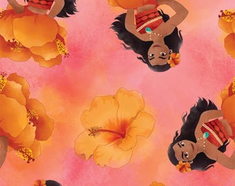 Moana Fabric, Moana Flower Disney Licensed by Springs Creative Novelty Cotton Fabric 81533-A62028