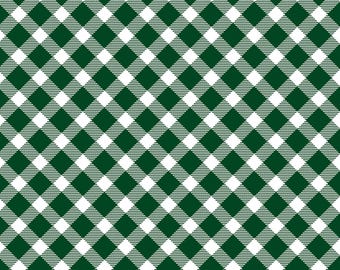 Green Bias Plaid Fabric, Jolly Plaid Green 1/2" Country Christmas by Benartex Kanvas Studio Quilting Cotton Fabric 14007-44B