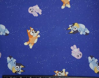 Bluey Fabric, Disney Junior Goodnight Bluey Licensed by Springs Creative Novelty Cotton Fabric, Disney Junior Fabric, Disney Bluey Fabric