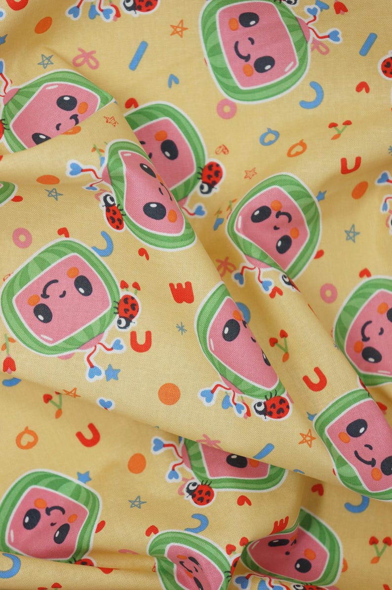 Cocomelon Fabric, Watermelon Tossed Cute TV Licensed by David Textiles Novelty Cotton Fabric, JJ Fabric, Cocomelon Watermelon image 5