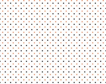 Halloween Swiss Dot Blender Fabric, Orange and Black Swiss Dots on White by Riley Blake Designs Quilting Cotton Fabric, C660-Halloween