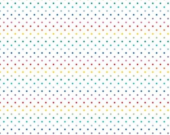 Rainbow Swiss Dot Blender Fabric, Rainbow Swiss Dots on White by Riley Blake Designs Quilting Cotton Fabric, C660-RAINBOW